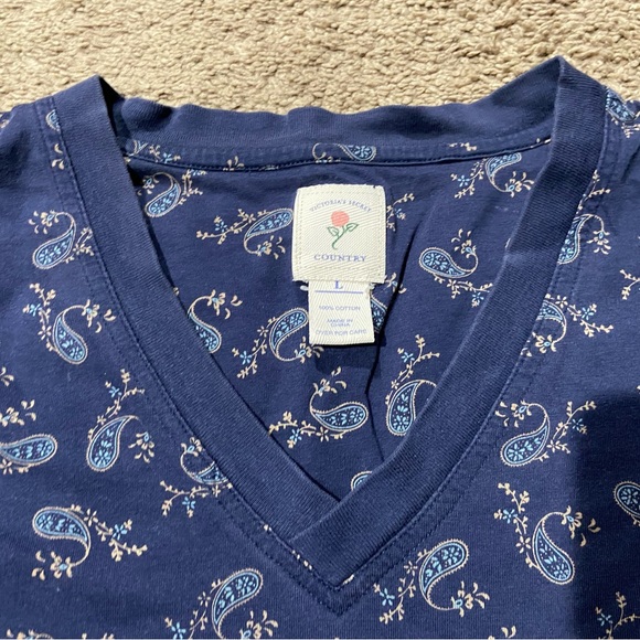 Vintage Victoria’s Secret Country Cotton Short Sleeve Paisley Tshirt Women’s L - Picture 2 of 5